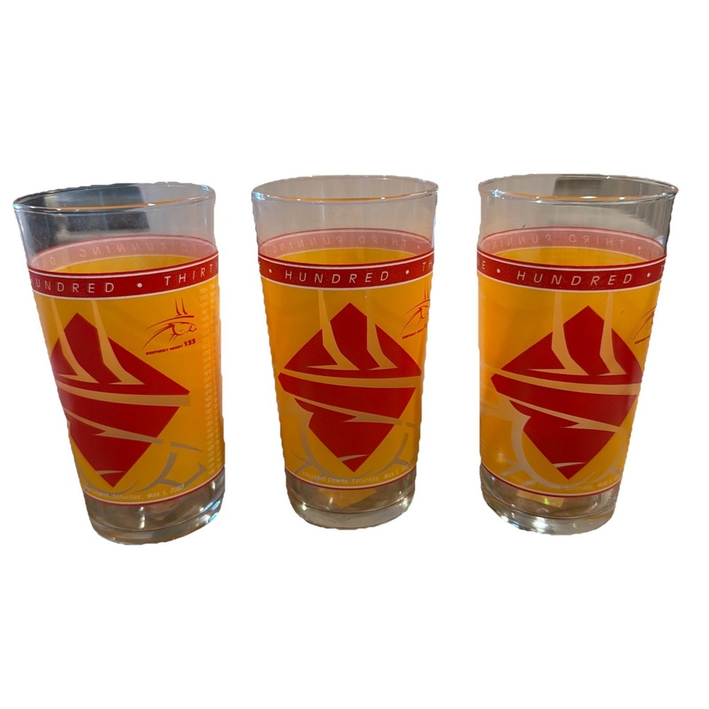133rd‎ Kentucky Derby Glasses SET of 3 Churchill Downs 2007 Collectible Souvenir